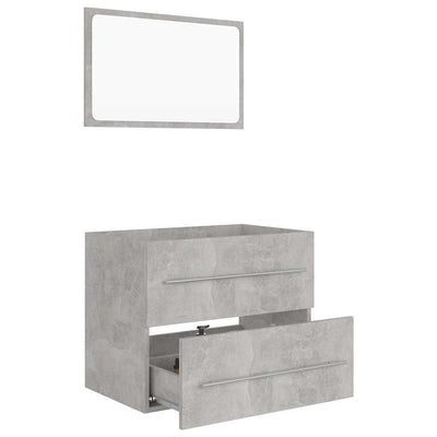 2 Piece Bathroom Furniture Set Concrete Grey Engineered Wood