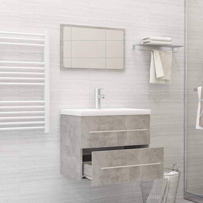 2 Piece Bathroom Furniture Set Concrete Grey Engineered Wood