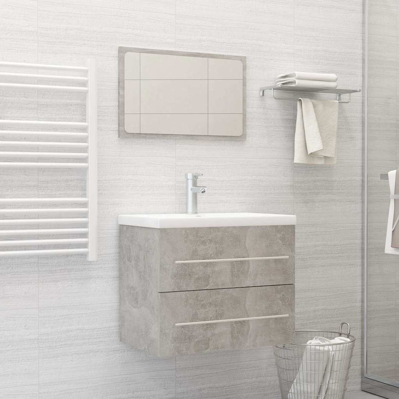 2 Piece Bathroom Furniture Set Concrete Grey Engineered Wood