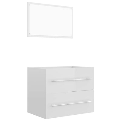 2 Piece Bathroom Furniture Set High Gloss White Engineered Wood