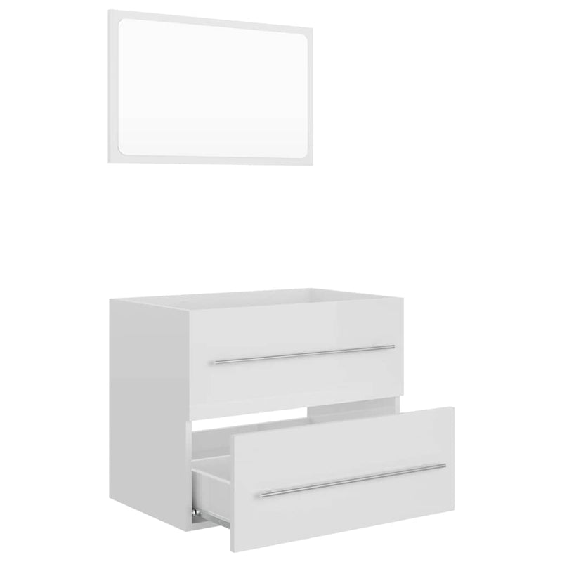 2 Piece Bathroom Furniture Set High Gloss White Engineered Wood