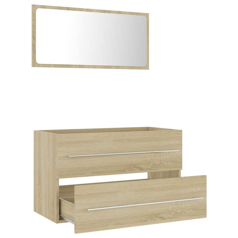 2 Piece Bathroom Furniture Set Sonoma Oak Engineered Wood