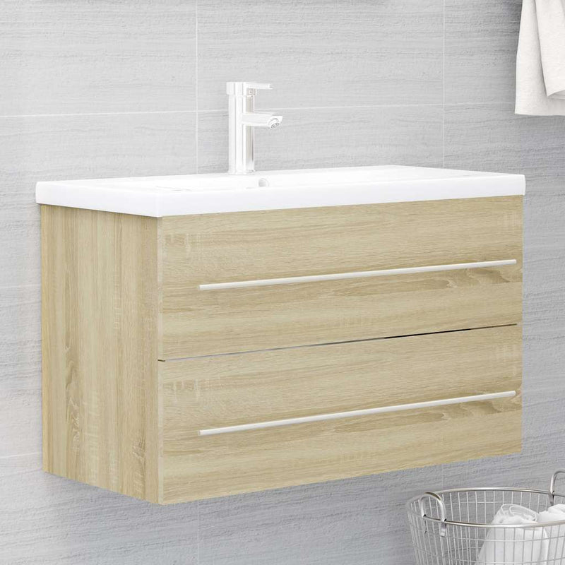 2 Piece Bathroom Furniture Set Sonoma Oak Engineered Wood