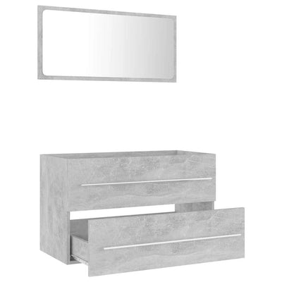 2 Piece Bathroom Furniture Set Concrete Grey Engineered Wood