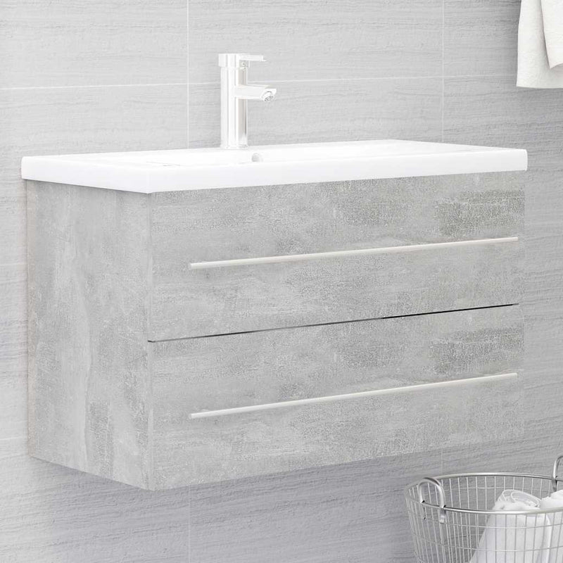 2 Piece Bathroom Furniture Set Concrete Grey Engineered Wood