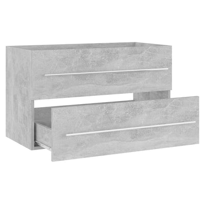 2 Piece Bathroom Furniture Set Concrete Grey Engineered Wood