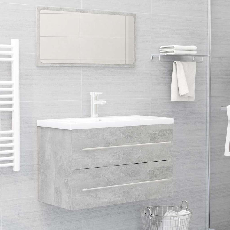 2 Piece Bathroom Furniture Set Concrete Grey Engineered Wood