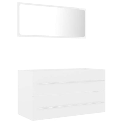 2 Piece Bathroom Furniture Set White Engineered Wood