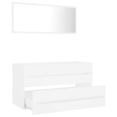 2 Piece Bathroom Furniture Set White Engineered Wood