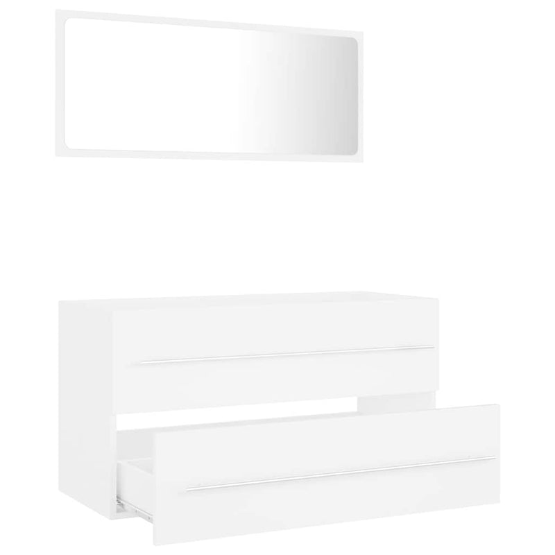 2 Piece Bathroom Furniture Set White Engineered Wood