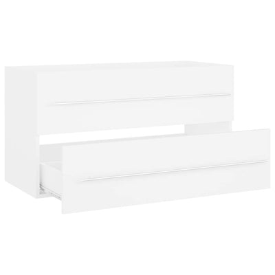 2 Piece Bathroom Furniture Set White Engineered Wood