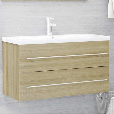 2 Piece Bathroom Furniture Set Sonoma Oak Engineered Wood