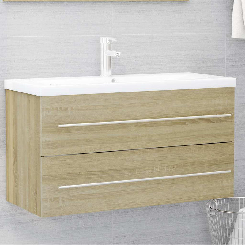 2 Piece Bathroom Furniture Set Sonoma Oak Engineered Wood