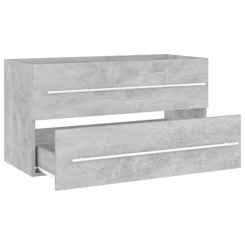 2 Piece Bathroom Furniture Set Concrete Grey Engineered Wood