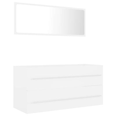 2 Piece Bathroom Furniture Set White Engineered Wood