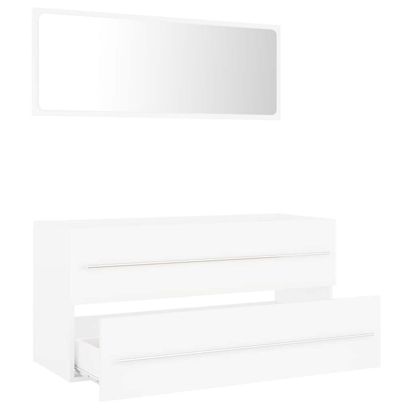 2 Piece Bathroom Furniture Set White Engineered Wood