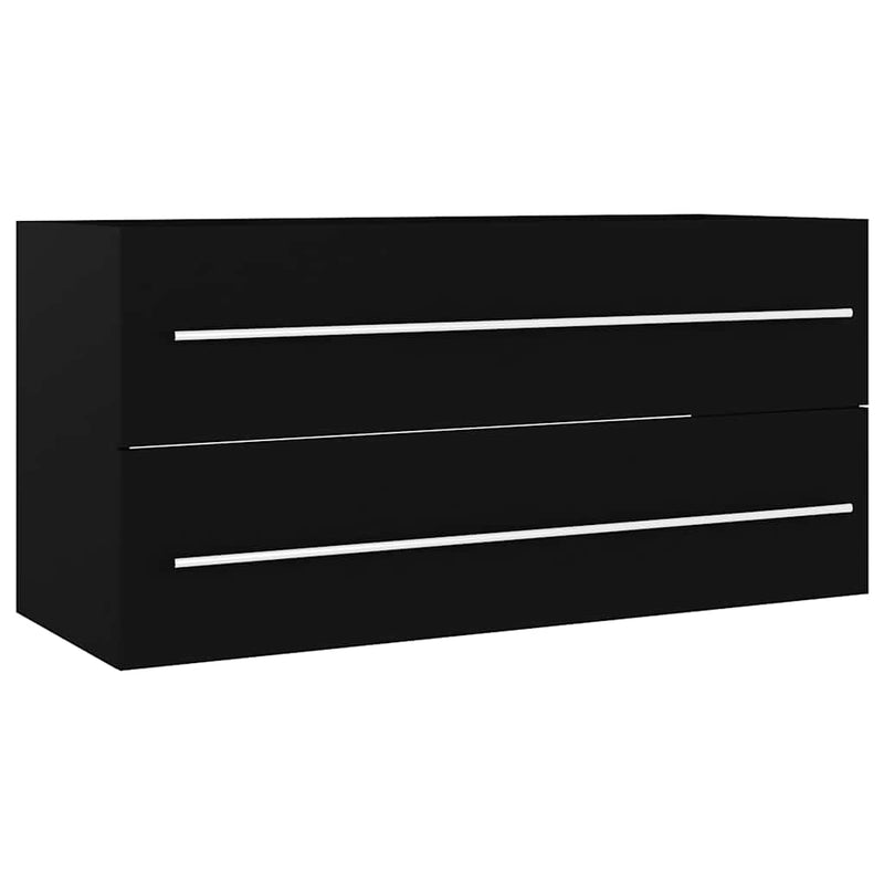 2 Piece Bathroom Furniture Set Black Engineered Wood