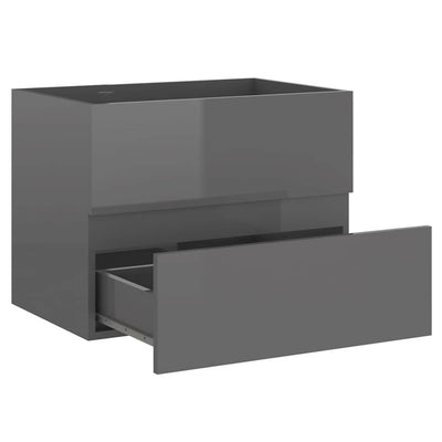 2 Piece Bathroom Furniture Set Grey Engineered Wood