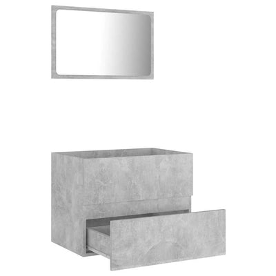 2 Piece Bathroom Furniture Set Concrete Grey Engineered Wood