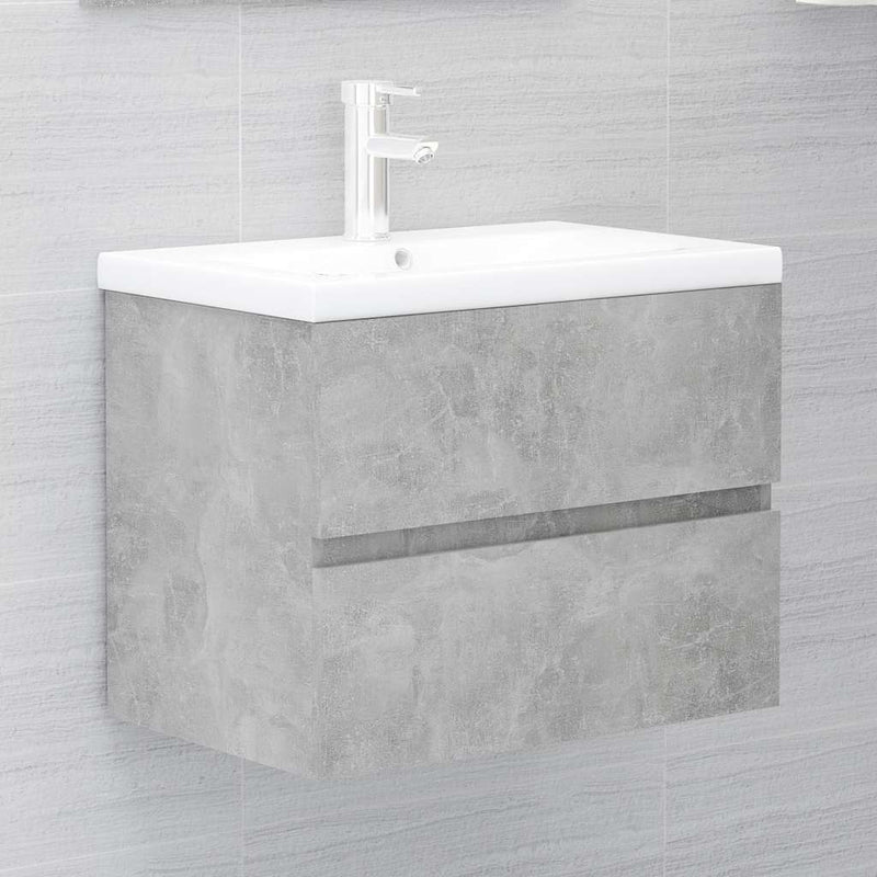 2 Piece Bathroom Furniture Set Concrete Grey Engineered Wood