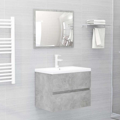 2 Piece Bathroom Furniture Set Concrete Grey Engineered Wood