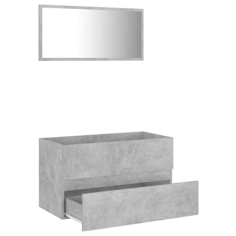 2 Piece Bathroom Furniture Set Concrete Grey Engineered Wood