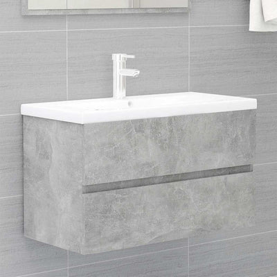 2 Piece Bathroom Furniture Set Concrete Grey Engineered Wood