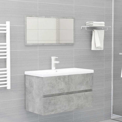 2 Piece Bathroom Furniture Set Concrete Grey Engineered Wood