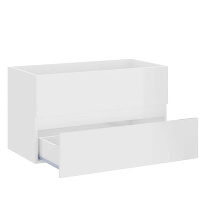 2 Piece Bathroom Furniture Set High Gloss White Engineered Wood