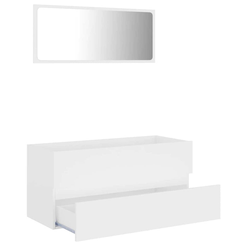 2 Piece Bathroom Furniture Set White Engineered Wood