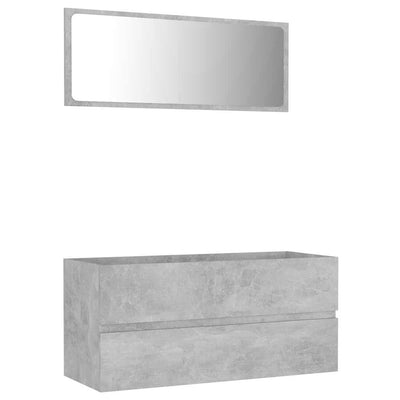 2 Piece Bathroom Furniture Set Concrete Grey Engineered Wood