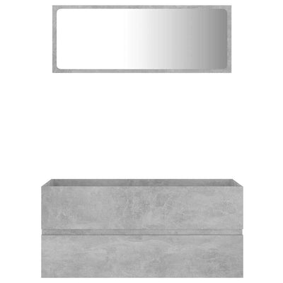 2 Piece Bathroom Furniture Set Concrete Grey Engineered Wood