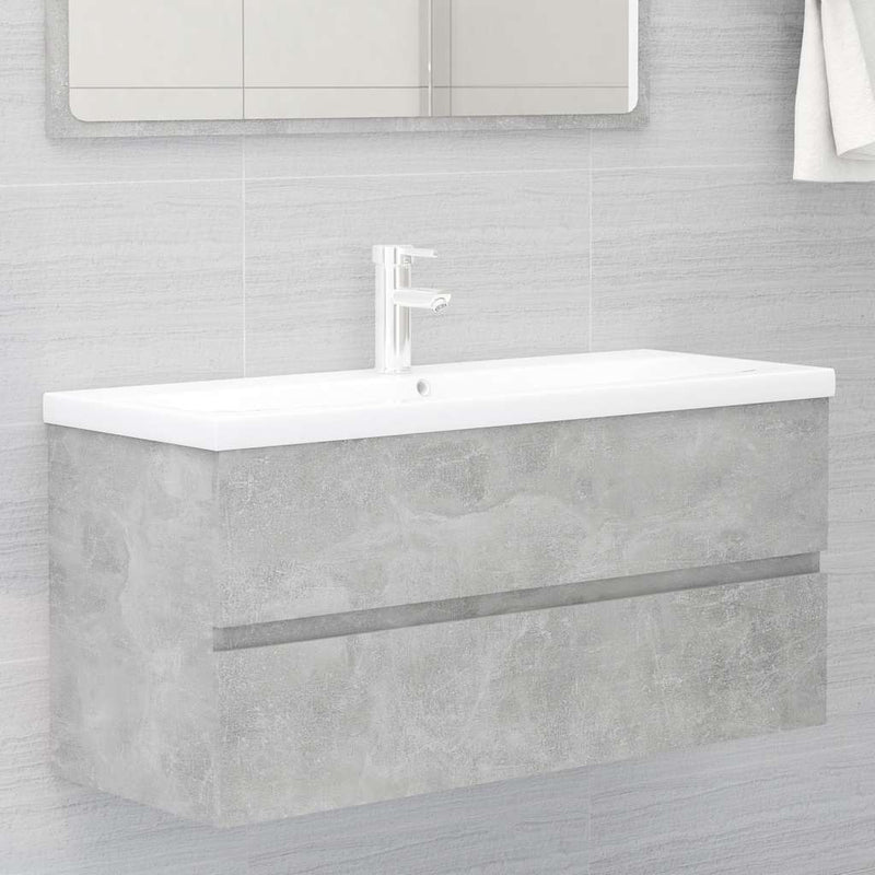 2 Piece Bathroom Furniture Set Concrete Grey Engineered Wood