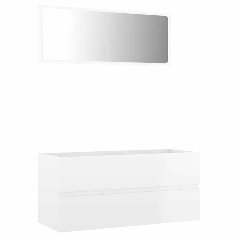 2 Piece Bathroom Furniture Set High Gloss White Engineered Wood