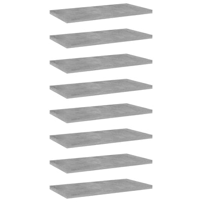 Bookshelf Boards 8 pcs Concrete Grey 40x20x1.5 cm Engineered Wood