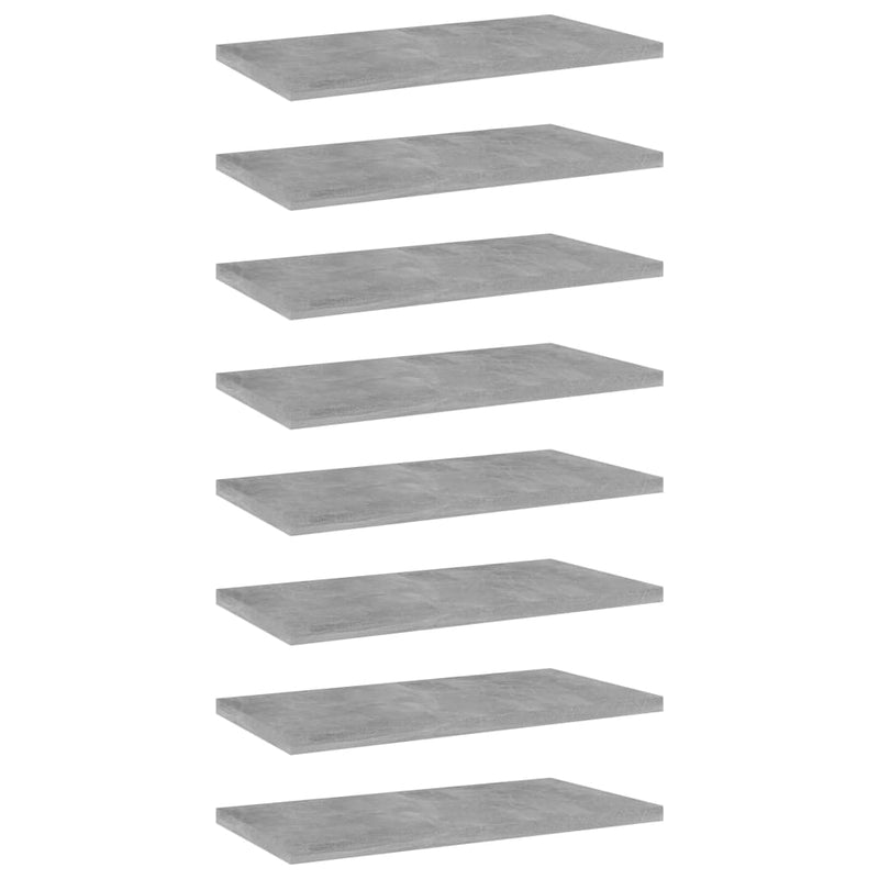 Bookshelf Boards 8 pcs Concrete Grey 40x20x1.5 cm Engineered Wood