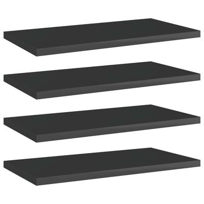 Bookshelf Boards 4 pcs High Gloss Black 40x20x1.5 cm Engineered Wood