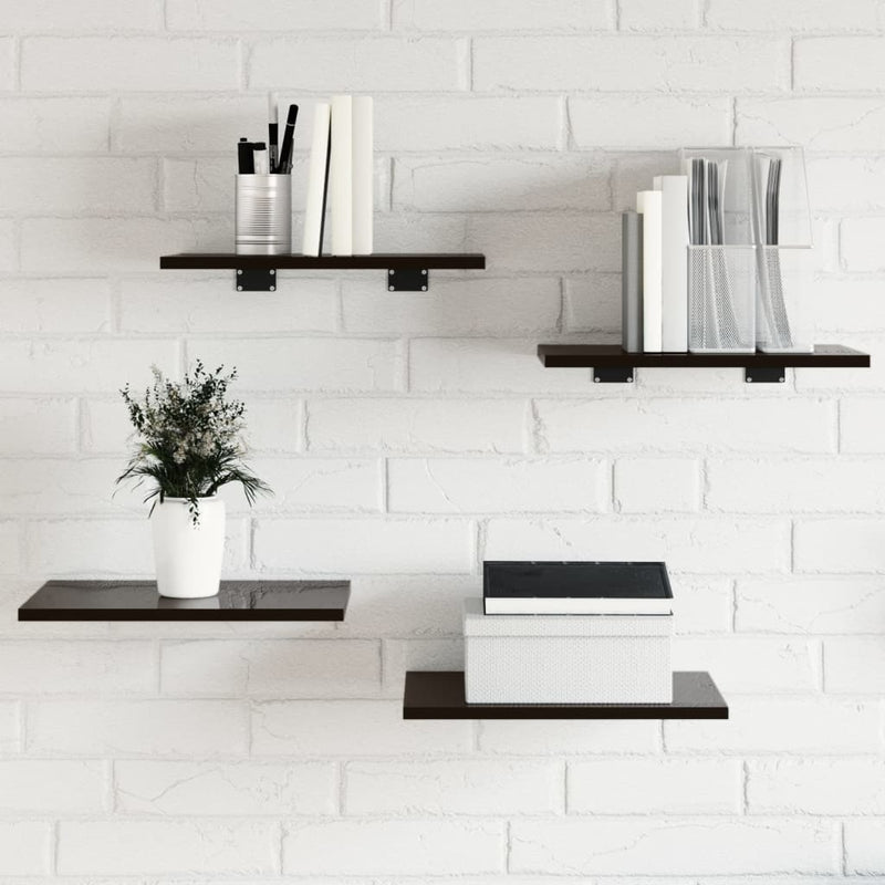 Bookshelf Boards 4 pcs High Gloss Black 40x30x1.5 cm Engineered Wood