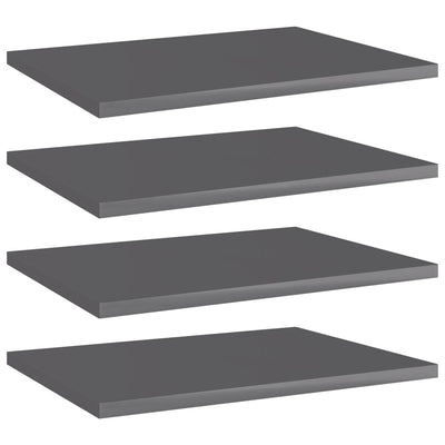 Bookshelf Boards 4 pcs High Gloss Grey 40x30x1.5 cm Engineered Wood