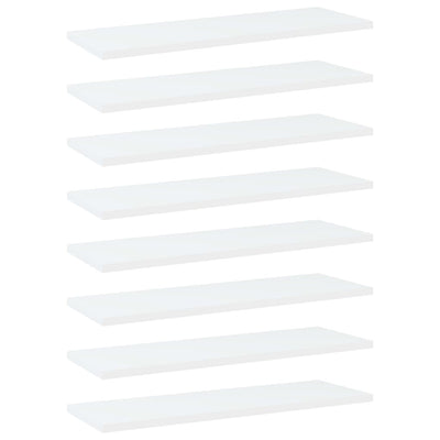 Bookshelf Boards 8 pcs White 60x20x1.5 cm Engineered Wood