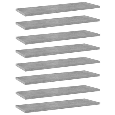 Bookshelf Boards 8 pcs Concrete Grey 60x20x1.5 cm Engineered Wood