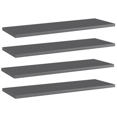 Bookshelf Boards 4 pcs High Gloss Grey 60x20x1.5 cm Engineered Wood