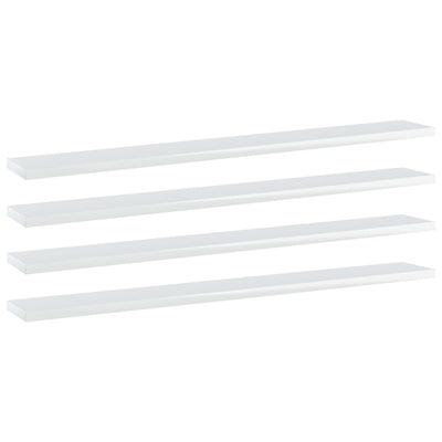 Bookshelf Boards 4 pcs High Gloss White 80x10x1.5 cm Engineered Wood