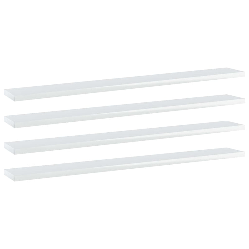 Bookshelf Boards 4 pcs High Gloss White 80x10x1.5 cm Engineered Wood