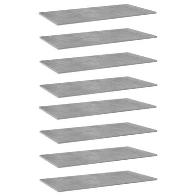 Bookshelf Boards 8 pcs Concrete Grey 80x20x1.5 cm Engineered Wood