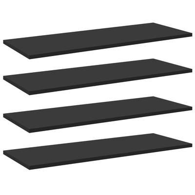 Bookshelf Boards 4 pcs Black 80x30x1.5 cm Engineered Wood