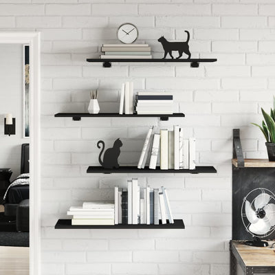 Bookshelf Boards 4 pcs Black 80x30x1.5 cm Engineered Wood