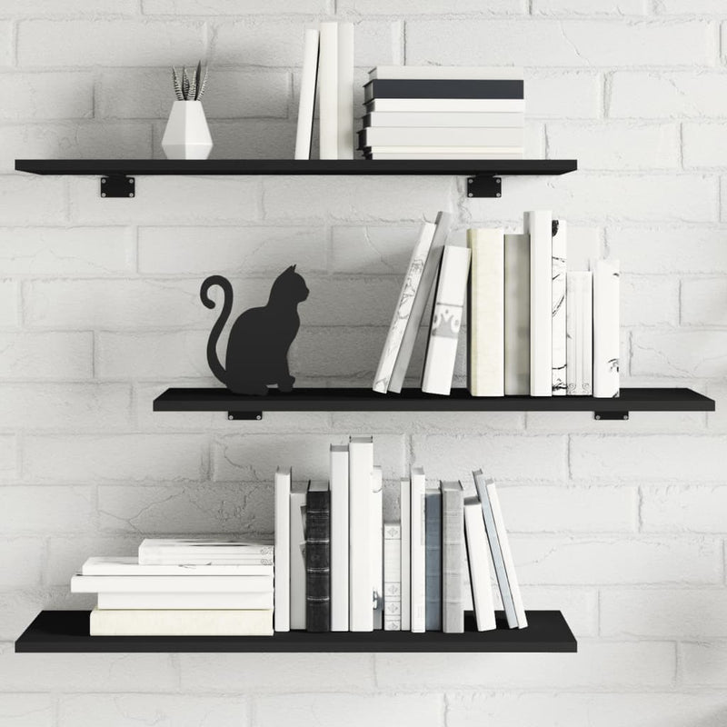 Bookshelf Boards 4 pcs Black 80x30x1.5 cm Engineered Wood