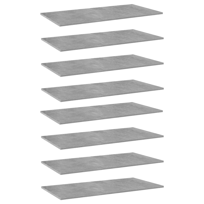 Bookshelf Boards 8 pcs Concrete Grey 80x30x1.5 cm Engineered Wood