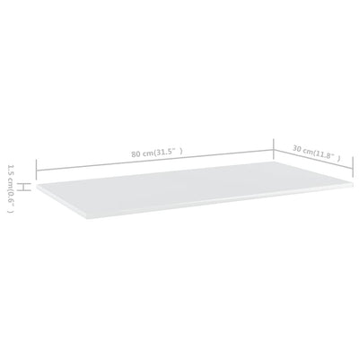 Bookshelf Boards 4 pcs High Gloss White 80x30x1.5 cm Engineered Wood